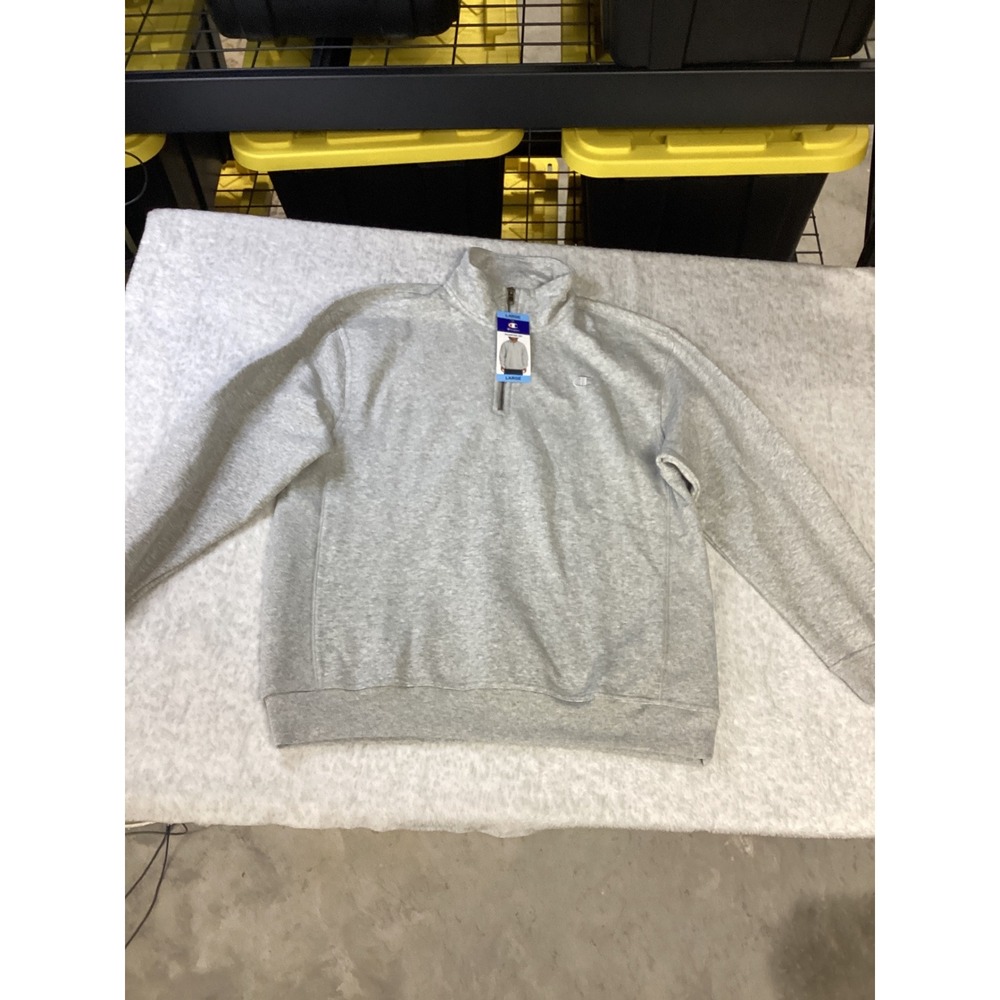 Champion Mens Quarter Zip Pullover Sweatshirt Light Grey‎ CPM254TL06 Size Large